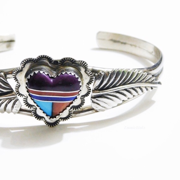 Vintage Jewelry - 🎉 Vintage NAVAJO MultiStone Sterling Silver Cuff